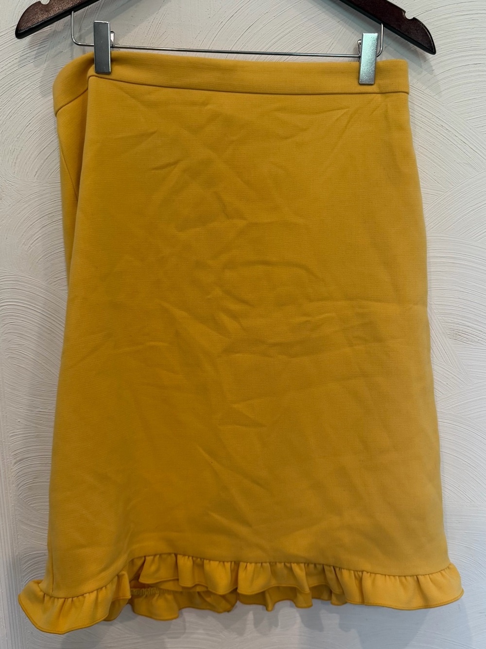 Ann Taylor Mustard Yellow Pencil Skirt with Ruffle Trim